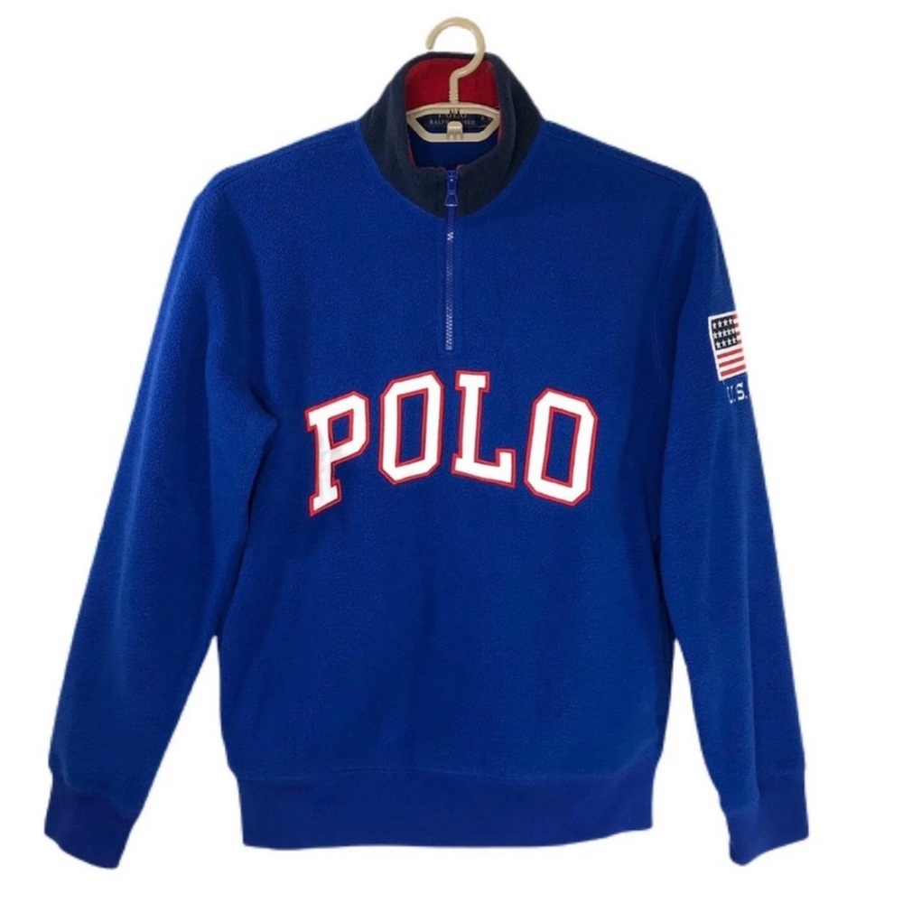 Polo Ralph Lauren 1/4 Zip Blue Fleece Pullover Sz S
